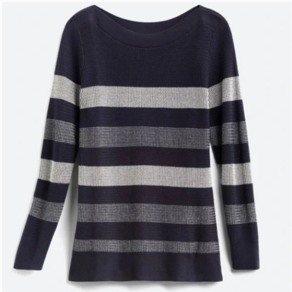 Stitch Fix Market & Spruce Tawnee Cotton Blend Waffle Stitch Sweater Navy Blue L